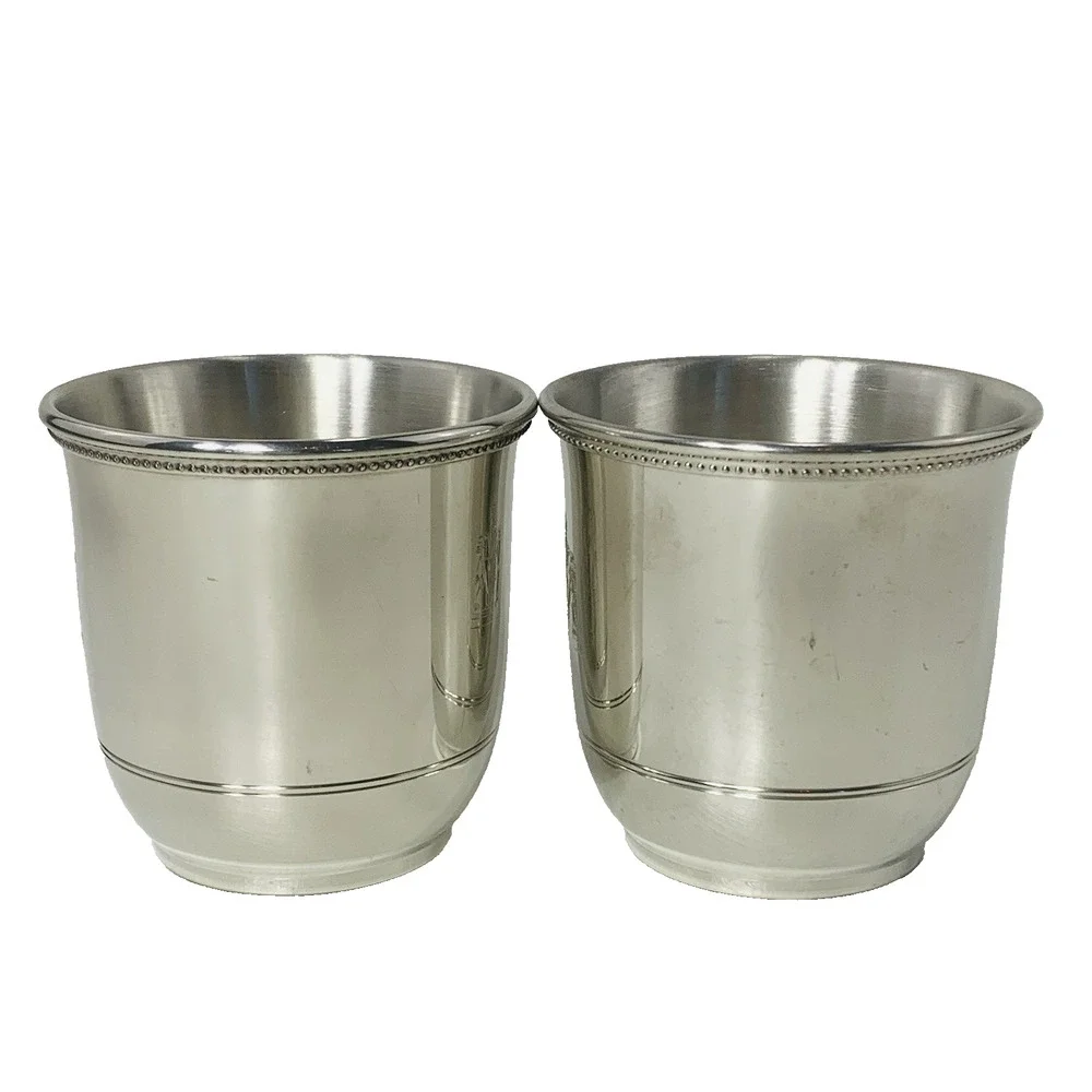 Salisbury Images of America 8 oz Pewter Cup Set of 2 Lincoln Memorial Beaded GUC